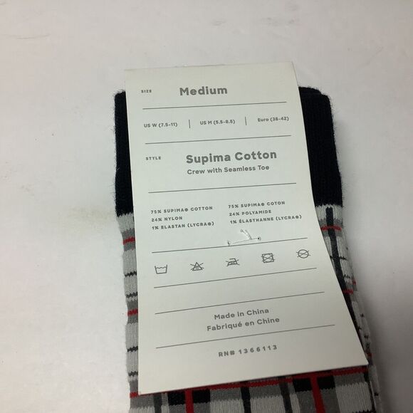 MeUndies Plaid Medium Supima Cotton Crew Socks NEW with tag - Picture 5 of 5